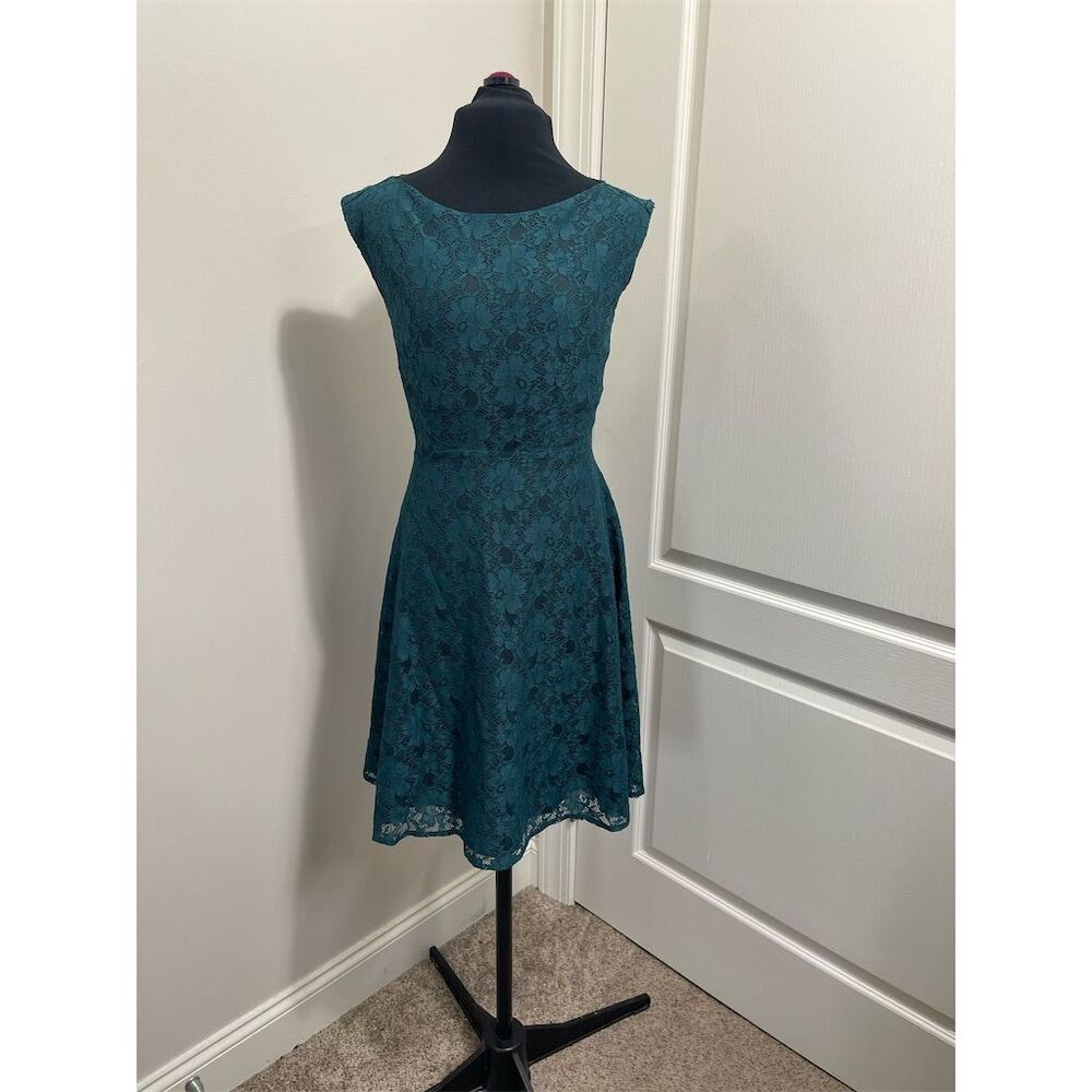 Speechless Women's Green Fit & Flare Lace  Knee Length Dress Size 4   SKU12
